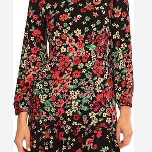 Maggy‎ London Black Floral Long Sleeve Dress Size 10